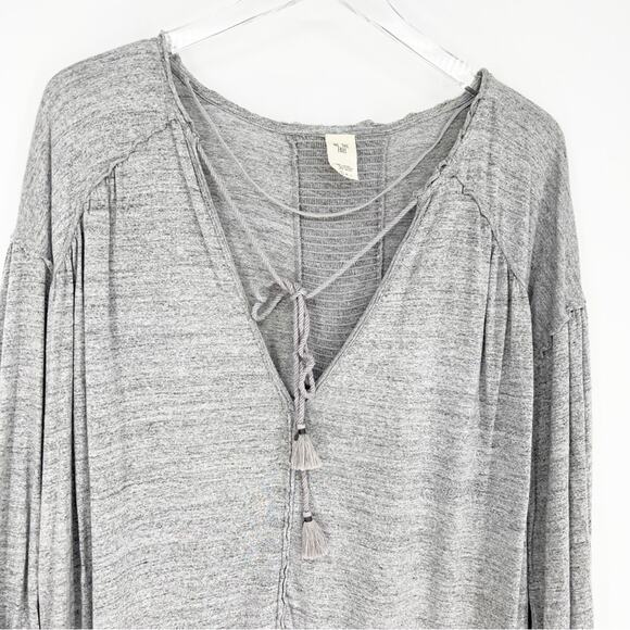 Free People Just A Henley Oversized Top S Grey - Picture 4 of 6